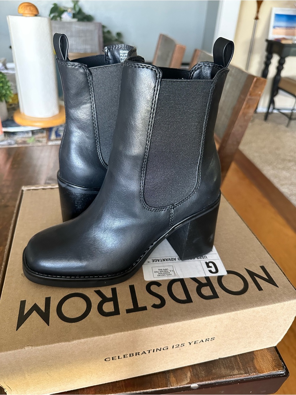 Madden Girl Women’s Black Leather Block Heel Chelsea Boot